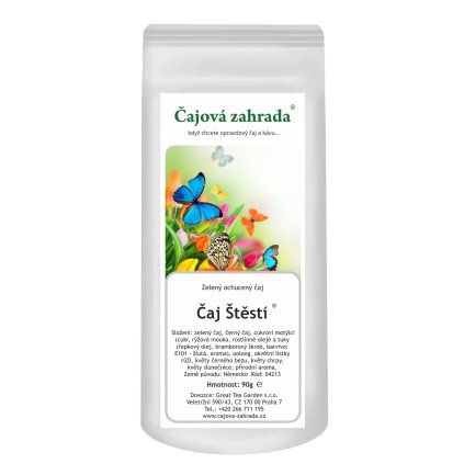 Čaj štěstí® – zelený ochucený čaj s broskví a bergamotem (Varianta zelený čaj 90g)