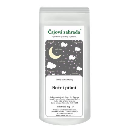 Noční přání – zelený čaj s broskví, jasmínem a růží (Varianta zelený čaj 500g)