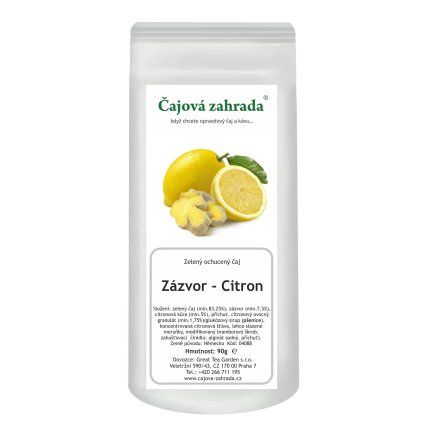 Sypaný zelený ochucený čaj Zázvor Citron